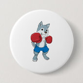 Dog als Boxer met Boxing-handschoenen Ronde Button 7,6 Cm (Voorkant)
