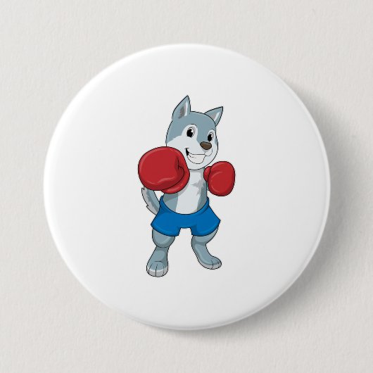 Dog als Boxer met Boxing-handschoenen Ronde Button 7,6 Cm (Voorkant)