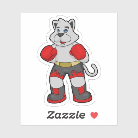 Dog als Boxer met Boxing-handschoenen Sticker (Vel)