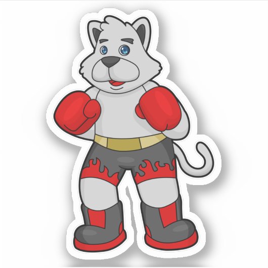 Dog als Boxer met Boxing-handschoenen Sticker (Voorkant)
