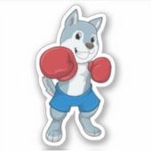 Dog als Boxer met Boxing-handschoenen Sticker (Voorkant)