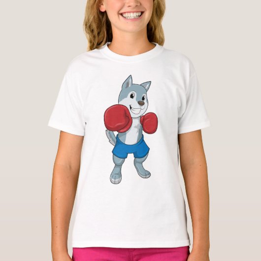 Dog als Boxer met Boxing-handschoenen T-shirt (Voorkant)