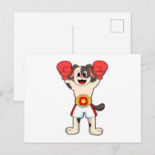 Dog als Boxing-kampioen met gordel- en boxhandscho Briefkaart (Voorkant / Achterkant)