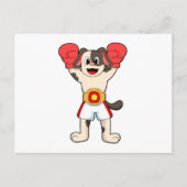 Dog als Boxing-kampioen met gordel- en boxhandscho Briefkaart (Voorkant)