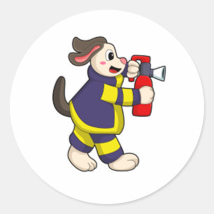 Dog als brandblusapparaat met brandblusapparaat ronde sticker