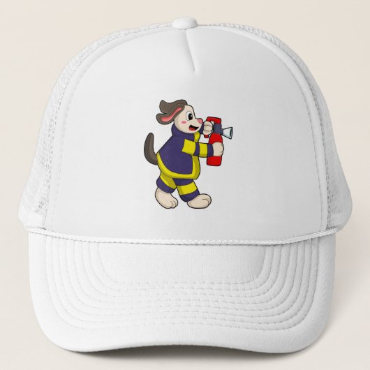 Dog als brandblusapparaat met brandblusapparaat trucker pet (Voorkant)