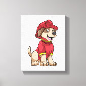 Dog als brandweerman met brandhelm canvas afdruk (Voorkant)