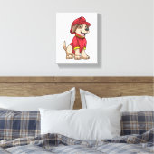 Dog als brandweerman met brandhelm canvas afdruk (Insitu (Slaapkamer))
