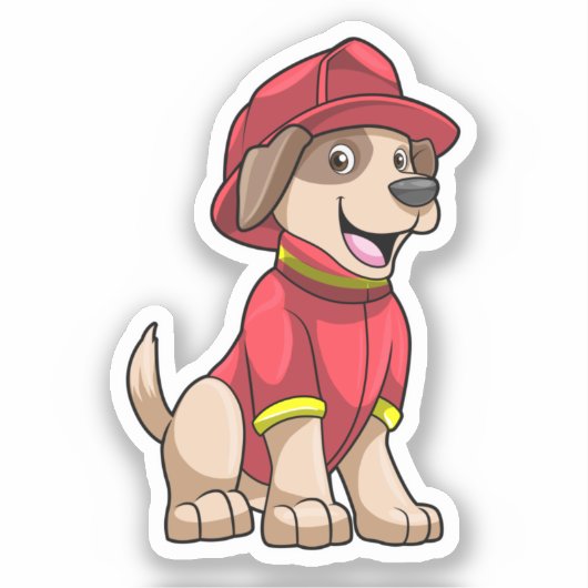 Dog als brandweerman met brandhelm sticker (Voorkant)