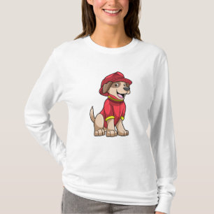 Dog als brandweerman met brandhelm t-shirt