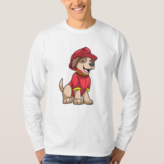 Dog als brandweerman met brandhelm t-shirt (Voorkant)