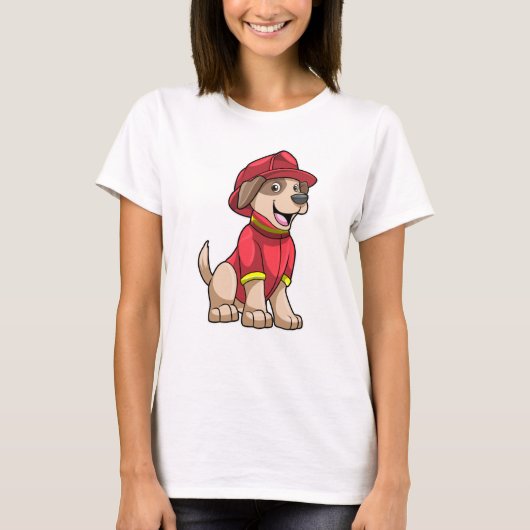Dog als brandweerman met brandhelm t-shirt (Voorkant)