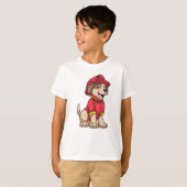 Dog als brandweerman met brandhelm t-shirt (Voorkant volledig)