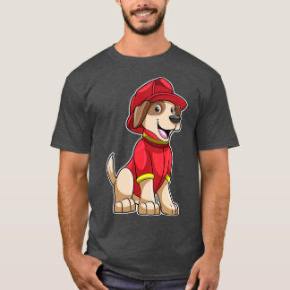Dog als brandweerman met brandhelm t-shirt
