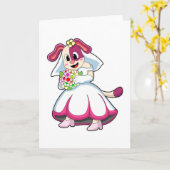 Dog als Bride met bruiloft-jurk en bloemen Kaart (Gele Bloem)