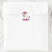 Dog als Bride met bruiloft-jurk en bloemen Ronde Sticker (Tas)