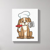 Dog als Cook met Chef's pet & Spatula Canvas Afdruk (Voorkant)