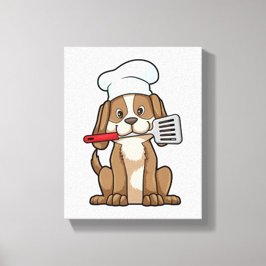 Dog als Cook met Chef's pet & Spatula Canvas Afdruk (Voorkant)
