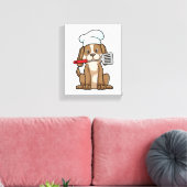 Dog als Cook met Chef's pet & Spatula Canvas Afdruk (Insitu (Woonkamer))