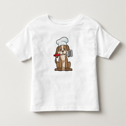 Dog als Cook met Chef's pet & Spatula Kinder Shirts (Voorkant)