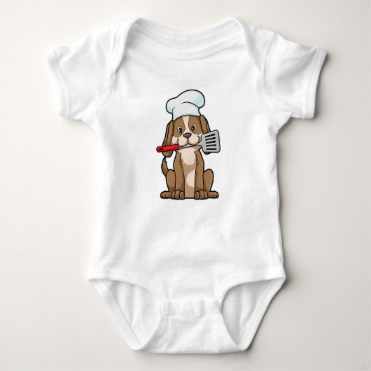 Dog als Cook met Chef's pet & Spatula Romper (Voorkant)