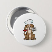 Dog als Cook met Chef's pet & Spatula Ronde Button 7,6 Cm (Voorkant /achterkant)