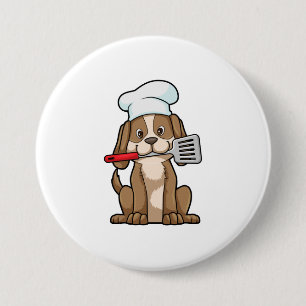 Dog als Cook met Chef's pet & Spatula Ronde Button 7,6 Cm