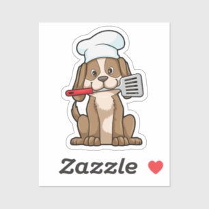 Dog als Cook met Chef's pet & Spatula Sticker