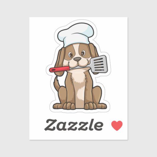 Dog als Cook met Chef's pet & Spatula Sticker (Vel)