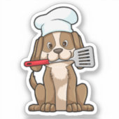 Dog als Cook met Chef's pet & Spatula Sticker (Voorkant)