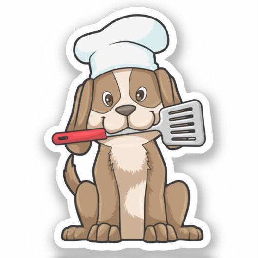 Dog als Cook met Chef's pet & Spatula Sticker (Voorkant)