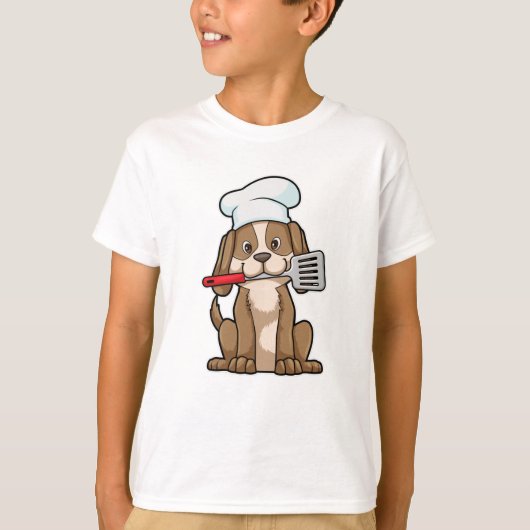 Dog als Cook met Chef's pet & Spatula T-shirt (Voorkant)