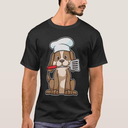 Dog als Cook met Chef's pet & Spatula T-shirt (Voorkant)