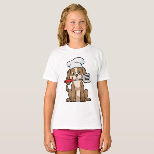 Dog als Cook met Chef's pet & Spatula T-shirt (Voorkant volledig)