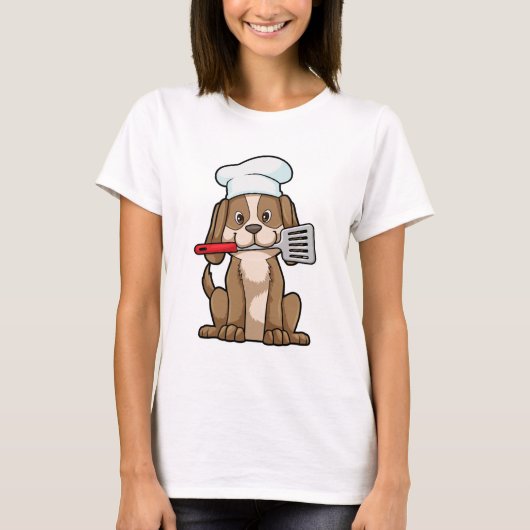 Dog als Cook met Chef's pet & Spatula T-shirt (Voorkant)