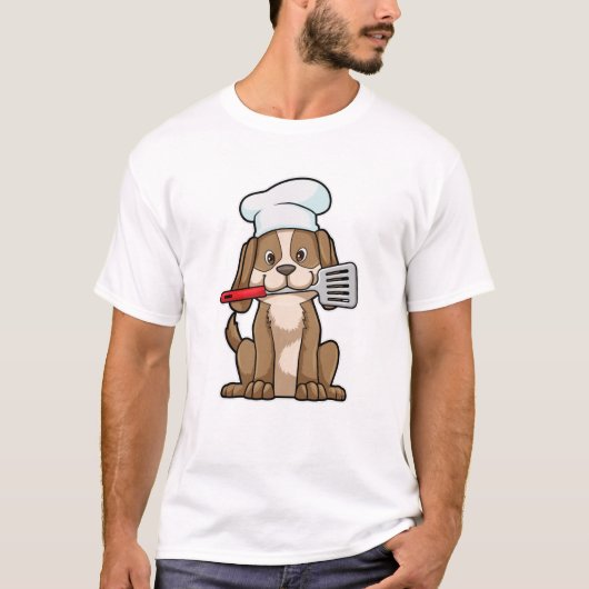 Dog als Cook met Chef's pet & Spatula T-shirt (Voorkant)