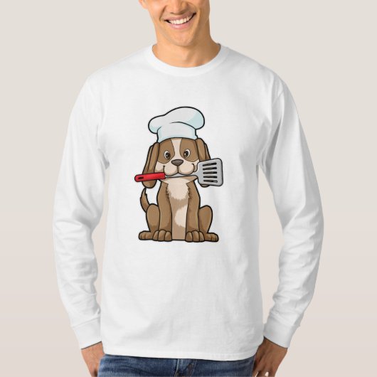 Dog als Cook met Chef's pet & Spatula T-shirt (Voorkant)