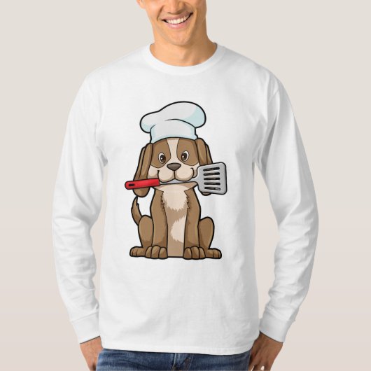 Dog als Cook met Chef's pet & Spatula T-shirt (Voorkant)
