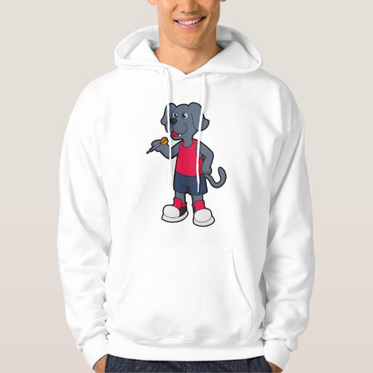 Dog als Dart speler met Darts Hoodie (Voorkant)