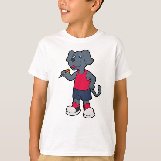 Dog als Dart speler met Darts T-shirt (Voorkant)
