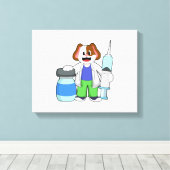 Dog als dokter met spuit canvas afdruk (Insitu (Houten vloer))