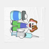 Dog als dokter met spuit fleece deken (Voorkant (Horizontaal))