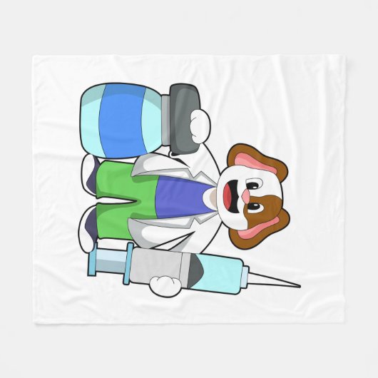 Dog als dokter met spuit fleece deken (Voorkant (Horizontaal))