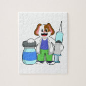 Dog als dokter met spuit legpuzzel (Verticaal)