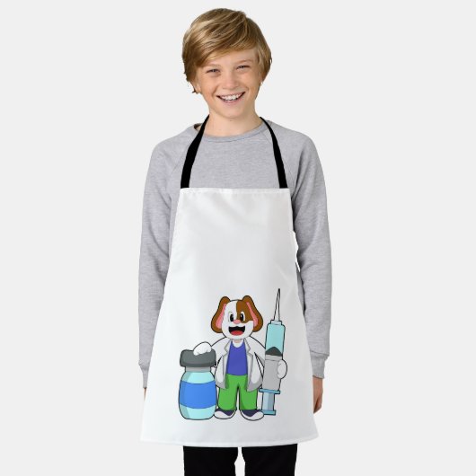 Dog als dokter met spuit schort (Gedragen)