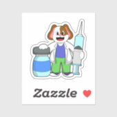 Dog als dokter met spuit sticker (Vel)