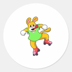Dog als gealigneerde Skater met gealigneerde Schaa Ronde Sticker