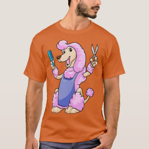 Dog als haarstylist met schaar en kam t-shirt