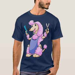 Dog als haarstylist met schaar en kam t-shirt