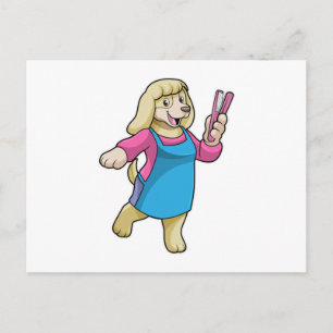 Dog als Hairdresser met Comb Briefkaart